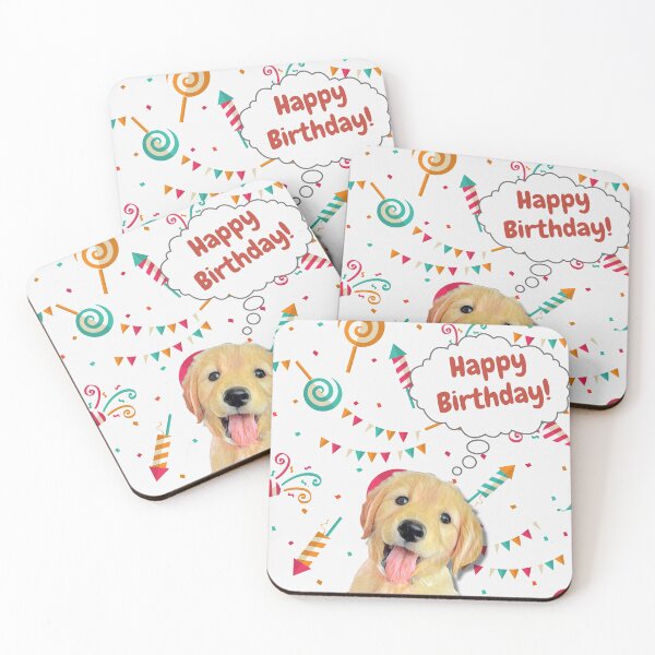 Item preview, Labrador Golden Retriever wishes happy birthday  designed and sold by AnnaAndVibes.