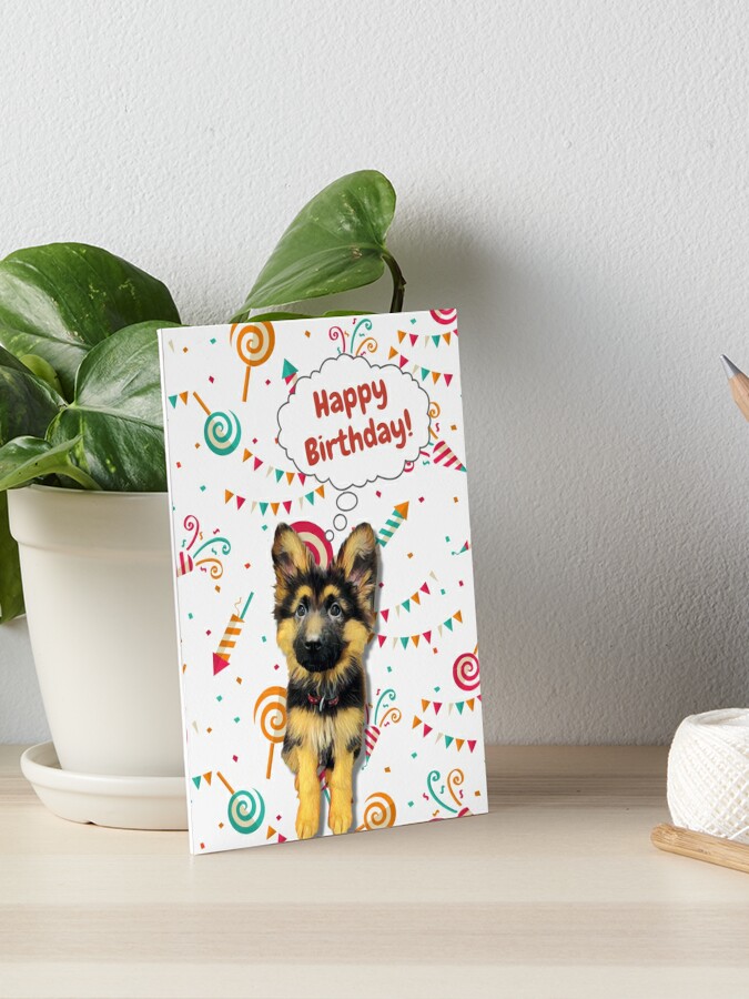 Impression Rigide Le Berger Allemand Souhaite Un Joyeux Anniversaire Par Annaandvibes Redbubble