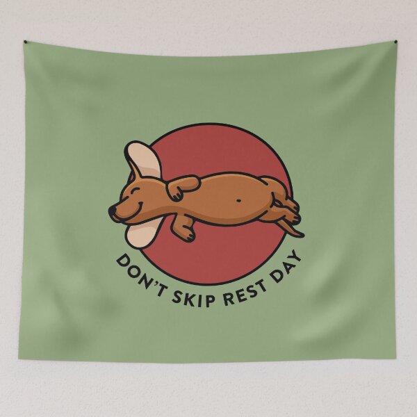 Item preview, crossfit statement print "Don't skip rest day" with cute sausage dog designed and sold by TrueType.