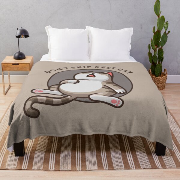 Item preview, crossfit statement print "Don't skip rest day" with sleeping cat designed and sold by TrueType.