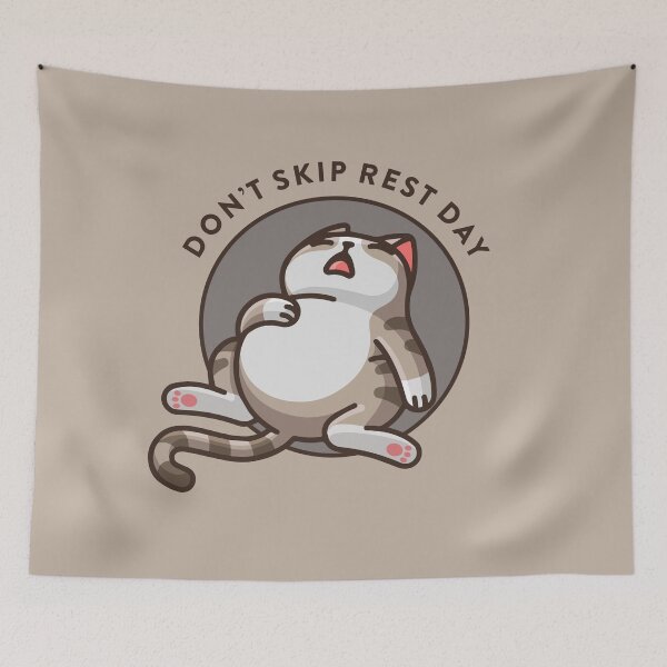 Item preview, crossfit statement print "Don't skip rest day" with sleeping cat designed and sold by TrueType.