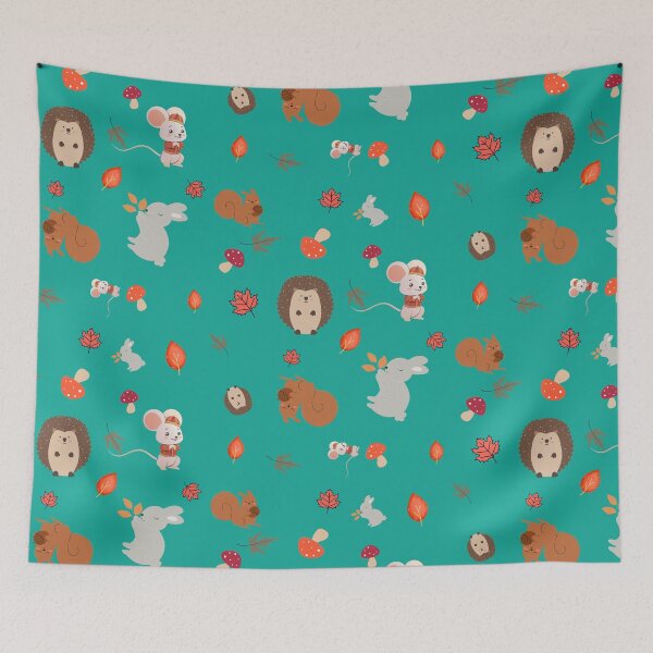 Item preview, Happy Forest Friends | Cute & Funny Cartoonize Forest Animals Design | Coolest Fasion Squirrel, Hedgehog, Rabbit, Mouse, Mashroom & Autumn leafes For Boy and Girl designed and sold by Graphvity Studios.