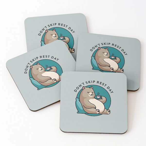 Item preview, crossfit statement print "Don't skip rest day" with cute bear and tea cup designed and sold by TrueType.