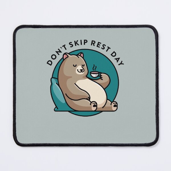 Item preview, crossfit statement print "Don't skip rest day" with cute bear and tea cup designed and sold by TrueType.