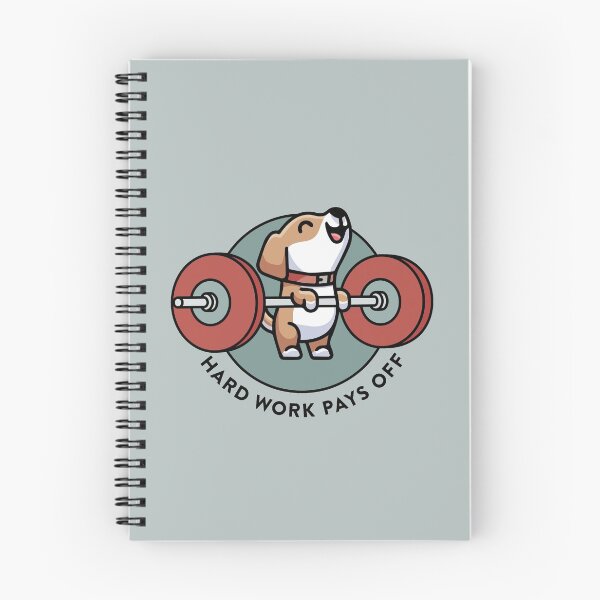 Item preview, crossfit statement print "Hard work pays off" with cute beagle dog bear and barbell designed and sold by TrueType.