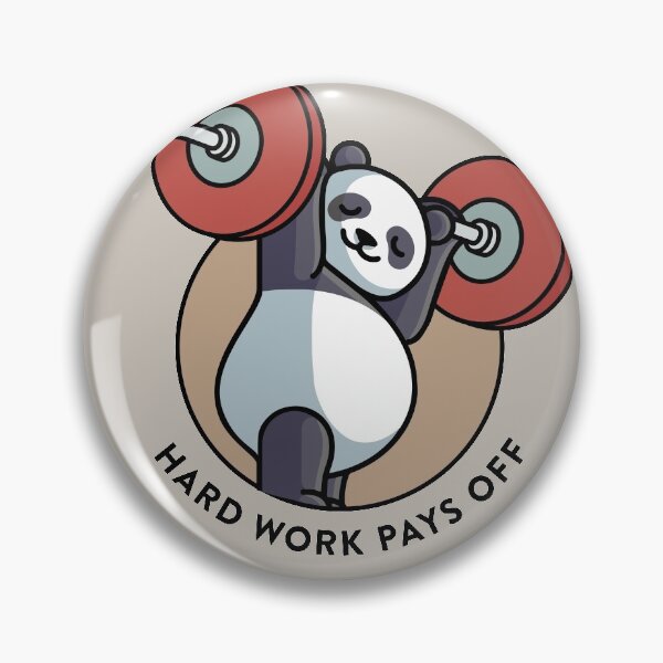Item preview, crossfit statement print "Hard work pays off" with cute panda bear and barbell designed and sold by TrueType.