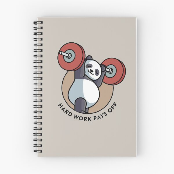 Item preview, crossfit statement print "Hard work pays off" with cute panda bear and barbell designed and sold by TrueType.