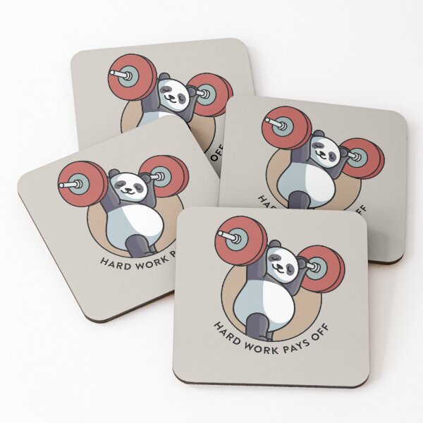 Item preview, crossfit statement print "Hard work pays off" with cute panda bear and barbell designed and sold by TrueType.