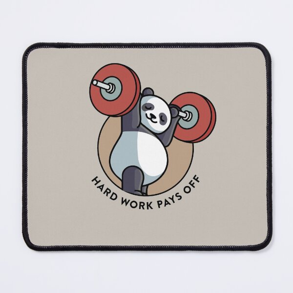 Item preview, crossfit statement print "Hard work pays off" with cute panda bear and barbell designed and sold by TrueType.