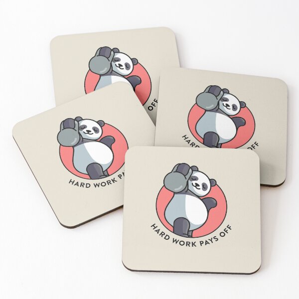 Item preview, crossfit statement print "Hard work pays off" with cute panda bear and kettlebell designed and sold by TrueType.