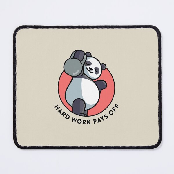 Item preview, crossfit statement print "Hard work pays off" with cute panda bear and kettlebell designed and sold by TrueType.