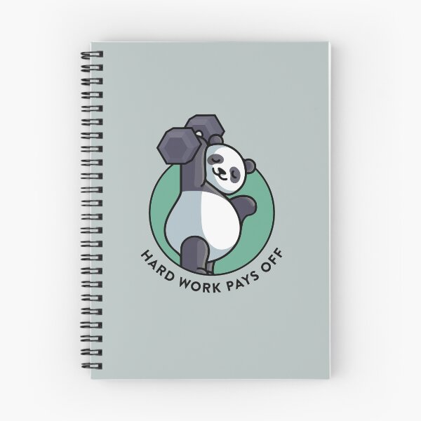 Item preview, crossfit statement print "Hard work pays off" with cute panda bear and dumbbell designed and sold by TrueType.