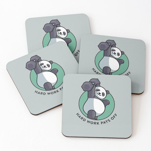 Item preview, crossfit statement print "Hard work pays off" with cute panda bear and dumbbell designed and sold by TrueType.