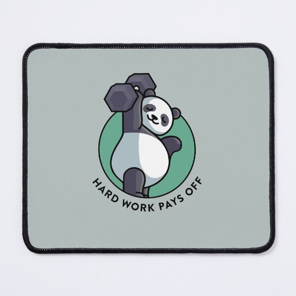 Item preview, crossfit statement print "Hard work pays off" with cute panda bear and dumbbell designed and sold by TrueType.