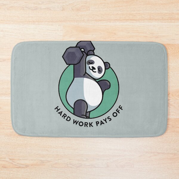 Item preview, crossfit statement print "Hard work pays off" with cute panda bear and dumbbell designed and sold by TrueType.