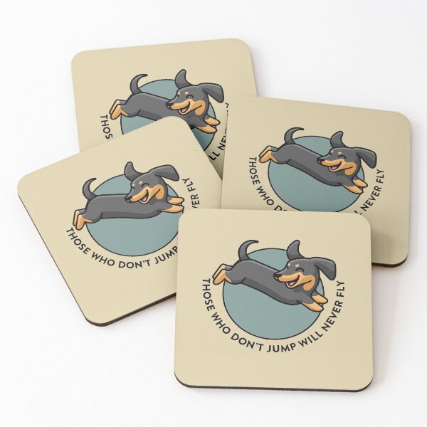 Item preview, crossfit statement print "those who don’t jump will never fly" with cute sausage dog designed and sold by TrueType.