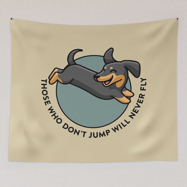 Item preview, crossfit statement print "those who don’t jump will never fly" with cute sausage dog designed and sold by TrueType.