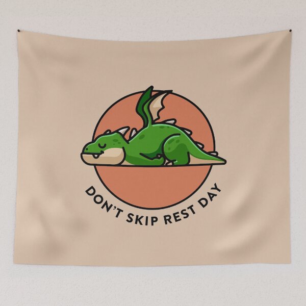 Item preview, crossfit statement print "Don't skip rest day" with cute sleeping dragon designed and sold by TrueType.