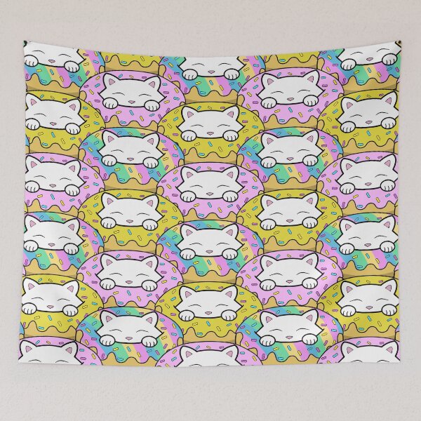 Item preview, Cute happy white cats eating yummy looking donuts designed and sold by Purr95.