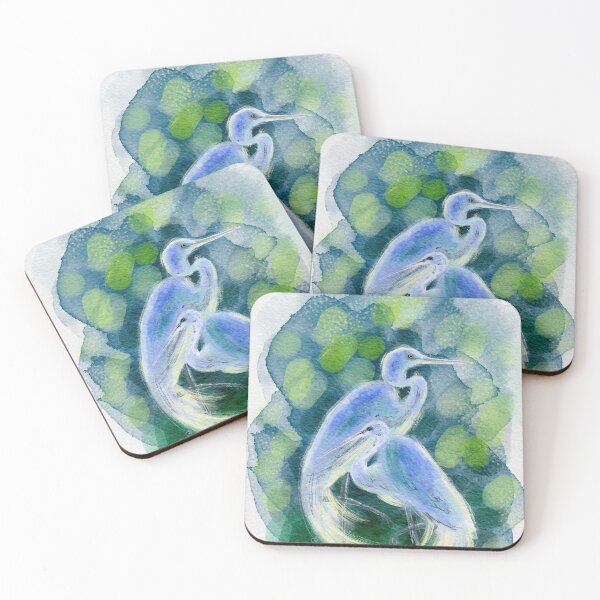 Item preview, White egrets in greens designed and sold by orangerinka.