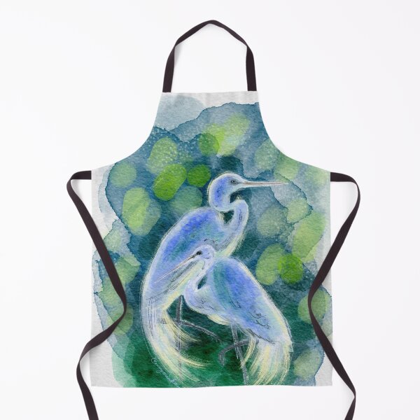 Item preview, White egrets in greens designed and sold by orangerinka.