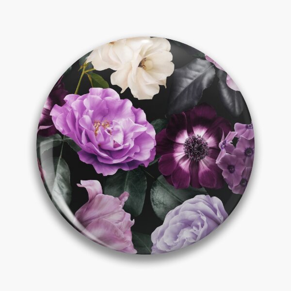 Item preview, Midnight Garden - Vintage Flowers. Purple Roses, Anemone and Ranunculus. designed and sold by RinaMDesigns.