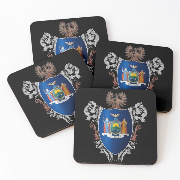 Item preview, New York flag medieval heraldry coat of arms style designed and sold by ChaosEdits.