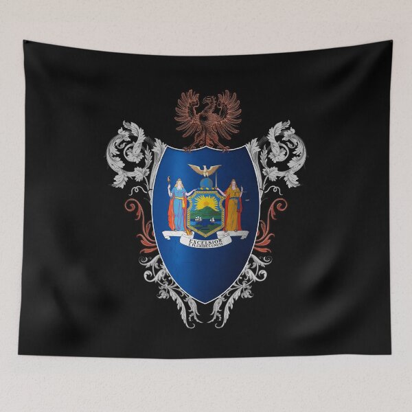 Item preview, New York flag medieval heraldry coat of arms style designed and sold by ChaosEdits.