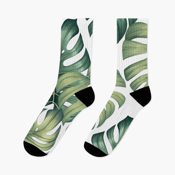 Aperçu de l'œuvre Motif d'illustration de feuilles botaniques de Monstera sur blanc créée et vendue par MartaOlgaKlara.