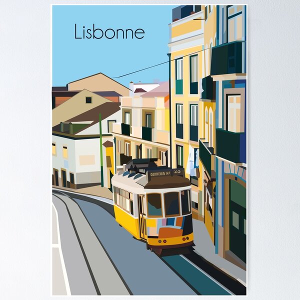 Aperçu de l'œuvre portugal, lisbon, city, poster, portugal poster, lisbon poster, city poster, famous city, illustration, drawing, lisbon stickers, lisbon sticker créée et vendue par Léah Creative Studio.
