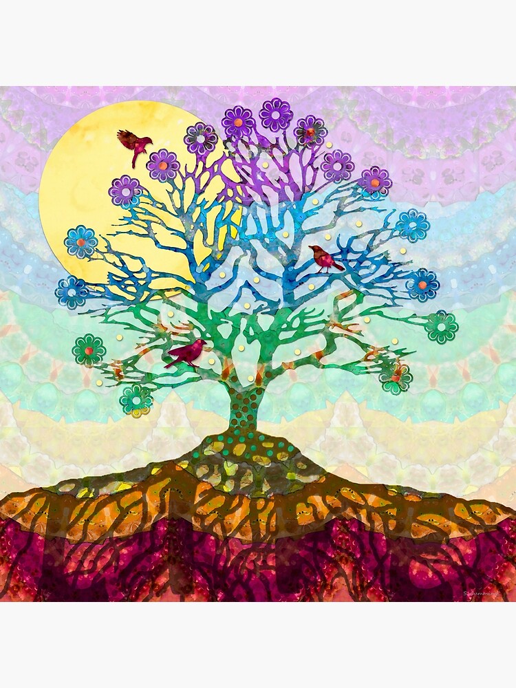Chakra Mandala Tree Of Life Art In Rainbow Colors Greeting Card
