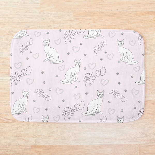 Item preview, Pink seamless pattern with white cats designed and sold by Dobermashka.