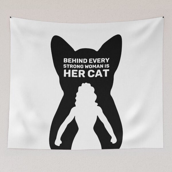 Item preview, Behind Every Strong Woman is Her Cat | White designed and sold by Wintre2.