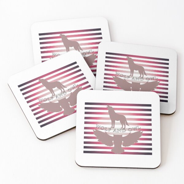 Item preview, wolf and owl - stripe art designed and sold by Kinkalow.