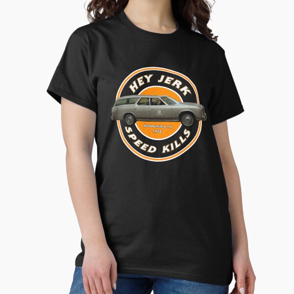 Item preview, Hey Jerk Speed Kills Halloween 1978 Annie Michael Myers Horror Humor T-Shirt designed and sold by Gore2Geek.