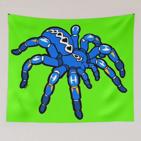 Artikelvorschau, Blaue Pokie Poecilotheria Metallica Gooty Sapphire Tarantula Fette glatte schwarze Kontur entworfen und verkauft von RJKpoyp.
