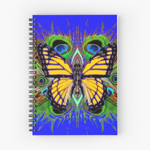 Item preview,   YELLOW MONARCH BLUE PEACOCK FEATHERS  ART designed and sold by sharlesart.