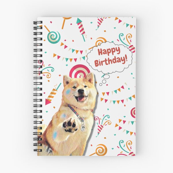 Item preview, Shiba Inu wishes happy birthday  designed and sold by AnnaAndVibes.