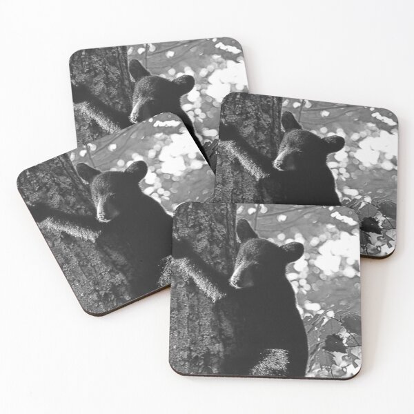 Item preview, Baby Bear Climbing A Tree Black And White designed and sold by LisaWootenPhoto.