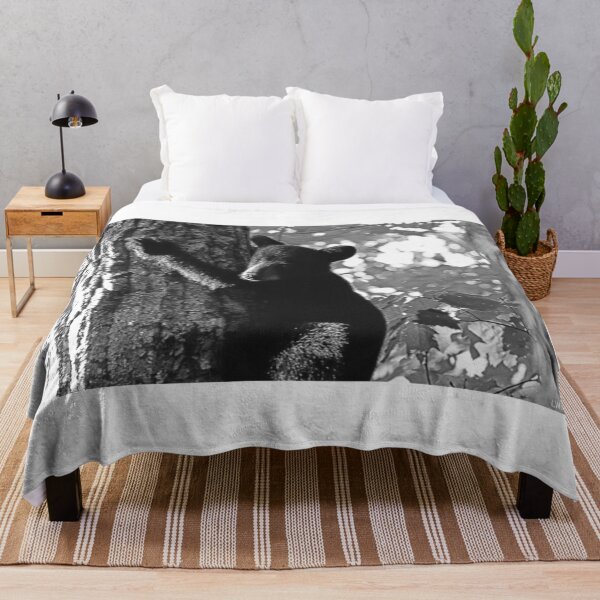 Item preview, Baby Bear Climbing A Tree Black And White designed and sold by LisaWootenPhoto.