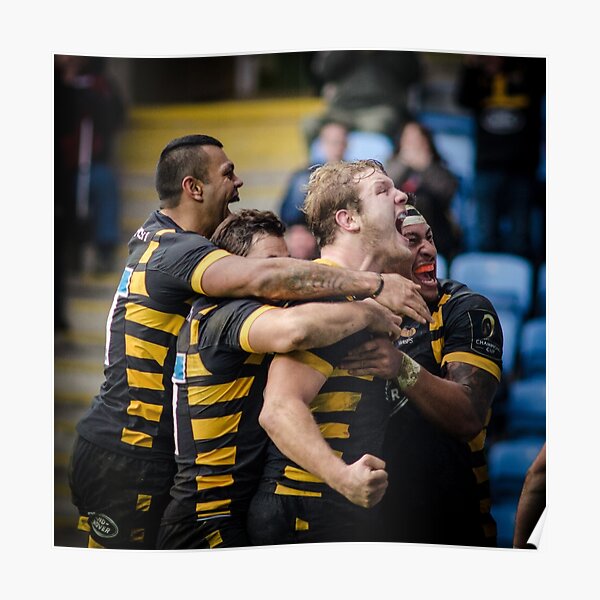 Joe Launchbury and friends celebrate his try Poster