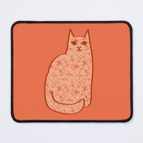 Item preview, Mid-Century Modern Cat, Coral Orange and White designed and sold by Marymarice.