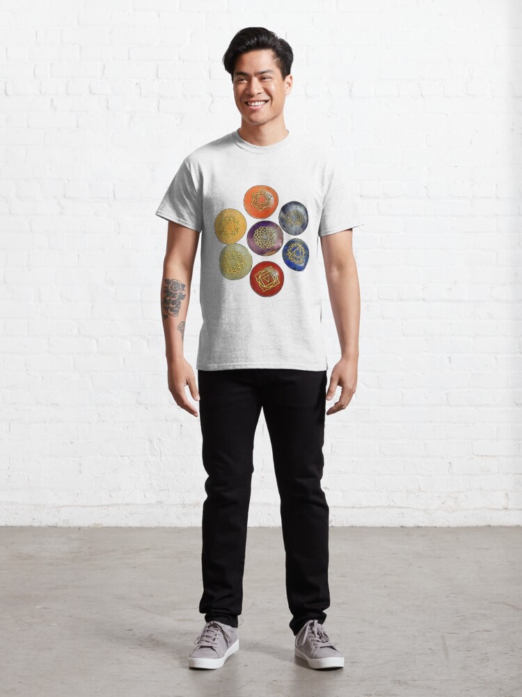 Alternate view of Chakra, reiki stones and symbols Classic T-Shirt