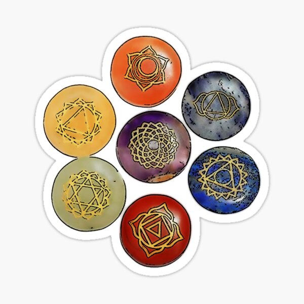 Chakra, reiki stones and symbols Sticker