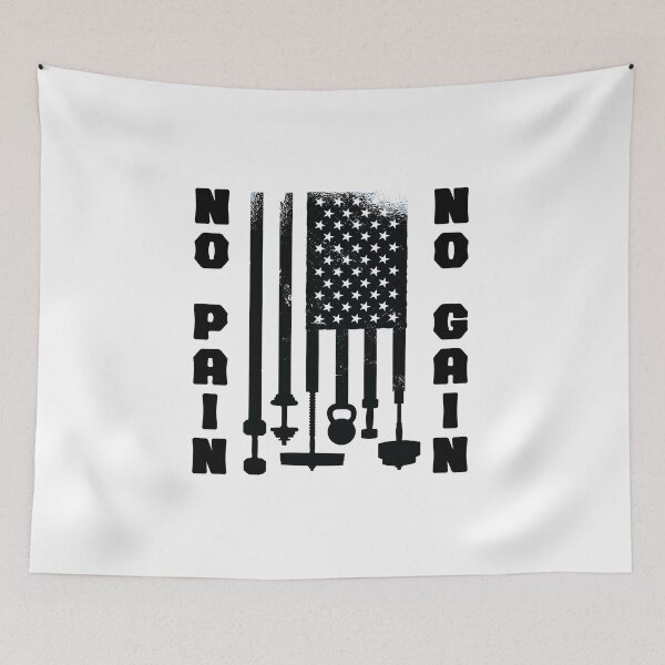 Item preview, No Pain No Gain Workout American Flag Weight Lifting USA design designed and sold by CreatedByHeidi.