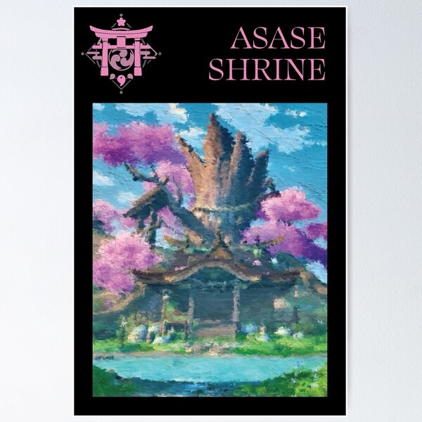 Item preview, Asase Shrine Travel Poster designed and sold by genshinmages.