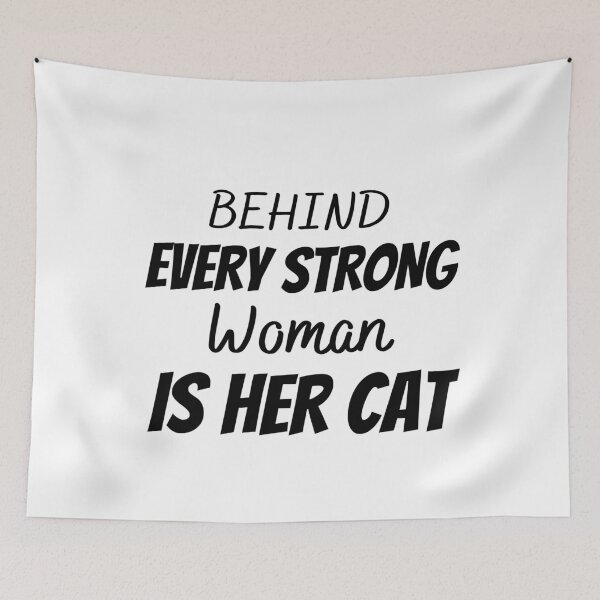 Item preview, Behind Every Strong Woman Is Her Cat Sticker designed and sold by NIKENchop.