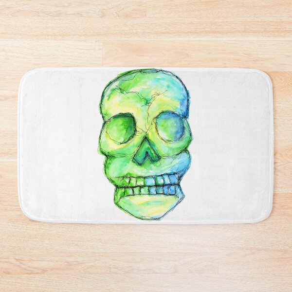 Item preview, Green Blue Skull on White designed and sold by Logo-A-GoGo.