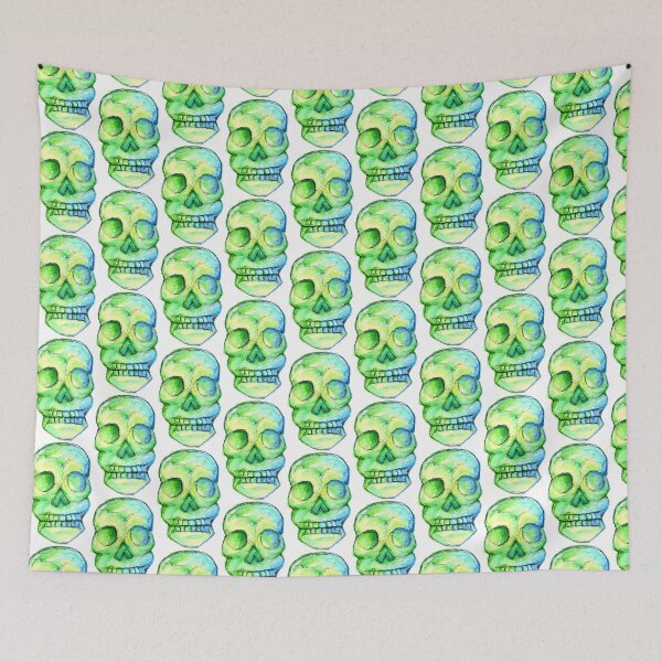 Item preview, Green Blue Skull on White designed and sold by Logo-A-GoGo.