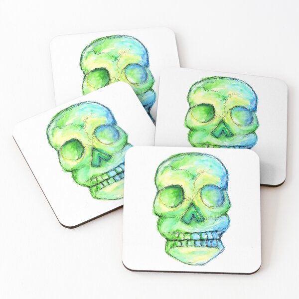 Item preview, Green Blue Skull on White designed and sold by Logo-A-GoGo.
